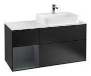 Тумба под раковину Villeroy & Boch Finion 120х50,1 см с подсветкой МДФ черный матовый лак/стекло белое матовое G391HGPD