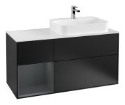 Тумба под раковину Villeroy & Boch Finion 120х50,1 см с подсветкой МДФ черный матовый лак/стекло белое матовое G391HGPD