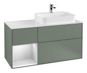 Тумба під раковину Villeroy & Boch Finion 120х50,1 см із підсвічуванням МДФ оливковий матовий лак/скло біле матове G391MTGM