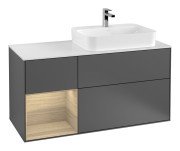 Тумба під раковину Villeroy & Boch Finion 120х50,1 см з підсвічуванням антрацит матовий лак/скло біле матове G391PCGK