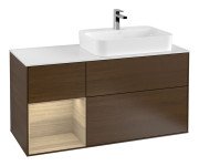 Тумба під раковину Villeroy & Boch Finion 120х50,1 см із підсвічуванням МДФ шпон волоського горіха/скло біле матове G391PCGN