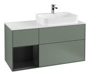 Тумба під раковину Villeroy & Boch Finion 120х50,1 см із підсвічуванням МДФ оливковий матовий лак/скло біле матове G391PDGM