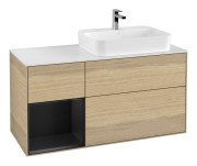 Тумба під раковину Villeroy & Boch Finion 120х50,1 см із підсвічуванням МДФ шпон дуба/скло біле матове G391PDPC