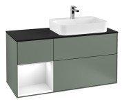 Тумба под раковину Villeroy & Boch Finion 120х50,1 см с подсветкой МДФ оливковый матовый лак/стекло черное матовое G392GFGM