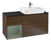 Тумба под раковину Villeroy & Boch Finion 120х50,1 см с подсветкой МДФ шпон грецкого ореха/стекло черное матовое G392GMGN