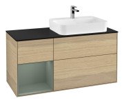 Тумба под раковину Villeroy & Boch Finion 120х50,1 см с подсветкой МДФ шпон дуба/стекло черное матовое G392GMPC