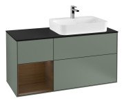 Тумба під раковину Villeroy & Boch Finion 120х50,1 см із підсвічуванням МДФ оливковий матовий лак/скло чорне матове G392GNGM