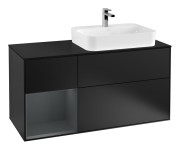 Тумба под раковину Villeroy & Boch Finion 120х50,1 см с подсветкой МДФ черный матовый лак/стекло черное матовое G392HGPD