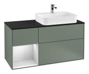 Тумба под раковину Villeroy & Boch Finion 120х50,1 см с подсветкой МДФ оливковый матовый лак/стекло черное матовое G392MTGM