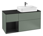 Тумба под раковину Villeroy & Boch Finion 120х50,1 см с подсветкой МДФ оливковый матовый лак/стекло черное матовое G392PDGM