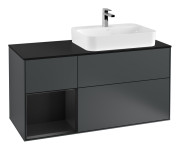 Тумба под раковину Villeroy & Boch Finion 120х50,1 см с подсветкой МДФ темно-синий матовый лак/стекло черное матовое G392PDHG