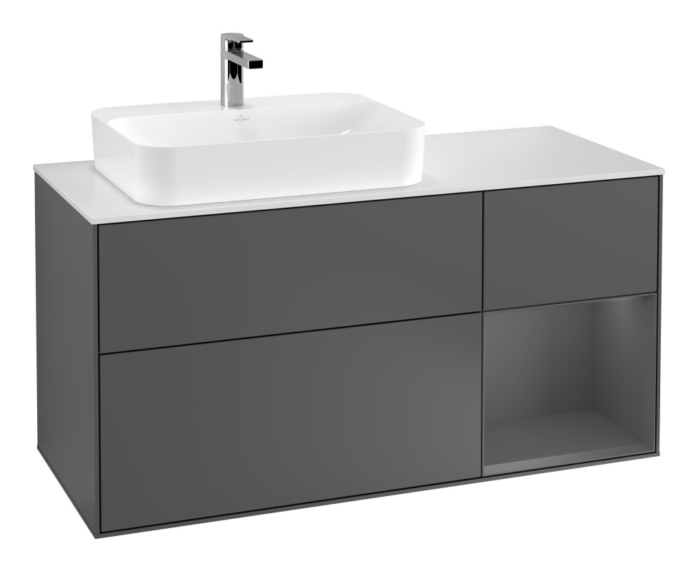 Тумба под раковину Villeroy & Boch Finion 120х50,1 см с подсветкой МДФ антрацит матовый лак/стекло белое матовое F401GKGK