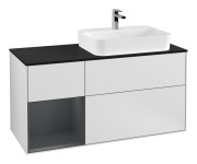 Тумба под раковину Villeroy & Boch Finion 120х50,1 см с подсветкой МДФ белый матовый лак/стекло черное матовое G392HGMT