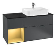 Тумба под раковину Villeroy & Boch Finion 120х50,1 см с подсветкой МДФ темно-синий матовый лак/стекло черное матовое G392HFHG