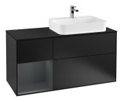 Тумба под раковину Villeroy & Boch Finion 120х50,1 см с подсветкой МДФ черный матовый лак/стекло черное матовое G392HGPD