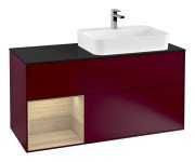 Тумба під раковину Villeroy & Boch Finion 120х50,1 см із підсвічуванням МДФ півонія матовий лак/скло чорне матове G392PCHB