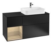 Тумба под раковину Villeroy & Boch Finion 120х50,1 см с подсветкой МДФ черный матовый лак/стекло черное матовое G392PCPD