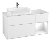 Тумба під раковину Villeroy & Boch Finion 120х50,1 см з підсвіткою МДФ білий глянцевий лак/скло біле матове F401GFGF