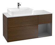 Тумба под раковину Villeroy & Boch Finion 120х50,1 см с подсветкой МДФ шпон грецкого ореха/стекло белое матовое F401GKGN