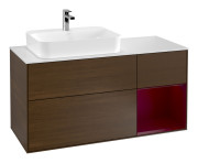 Тумба под раковину Villeroy & Boch Finion 120х50,1 см с подсветкой МДФ шпон грецкого ореха/стекло белое матовое F401HBGN