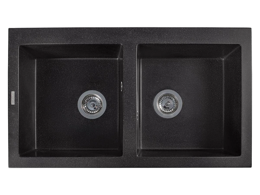 Мийка для кухні Miraggio Westeros 87x50x20 врізна з переливом Black Shine 0002566