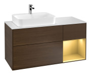 Тумба под раковину Villeroy & Boch Finion 120х50,1 см с подсветкой МДФ шпон грецкого ореха/стекло белое матовое F401HFGN