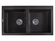 Мойка для кухни Miraggio Westeros 87x50x20 врезная с переливом Black Shine 0002566