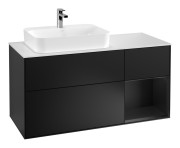 Тумба під раковину Villeroy & Boch Finion 120х50,1 см із підсвічуванням МДФ чорний матовий лак/скло біле матове F401PDPD