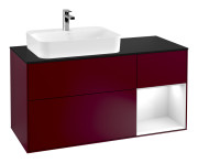 Тумба под раковину Villeroy & Boch Finion 120х50,1 см с подсветкой МДФ пион матовый лак/стекло черное матовое F402GFHB