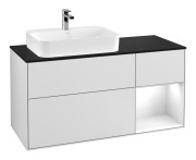 Тумба під раковину Villeroy & Boch Finion 120х50,1 см із підсвічуванням МДФ білий матовий лак/скло чорне матове F402GFMT