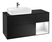 Тумба под раковину Villeroy & Boch Finion 120х50,1 см с подсветкой МДФ черный матовый лак/стекло черное матовое F402GFPD