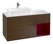 Тумба під раковину Villeroy & Boch Finion 120х50,1 см із підсвічуванням МДФ шпон волоського горіха/скло біле матове F401HBGN