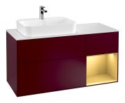 Тумба под раковину Villeroy & Boch Finion 120х50,1 см с подсветкой МДФ пион матовый лак/стекло белое матовое F401HFHB