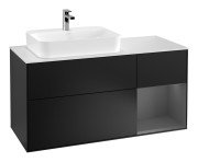 Тумба под раковину Villeroy & Boch Finion 120х50,1 см с подсветкой МДФ черный матовый лак/стекло белое матовое F401GKPD