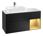 Тумба під раковину Villeroy & Boch Finion 120х50,1 см із підсвічуванням МДФ чорний матовий лак/скло біле матове F401HFPD