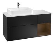 Тумба під раковину Villeroy & Boch Finion 120х50,1 см із підсвічуванням МДФ чорний матовий лак/скло біле матове F401GNPD