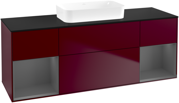 Тумба под раковину Villeroy & Boch Finion 160х50,1 см с подсветкой МДФ пион матовый лак/стекло черное матовое G742GKHB