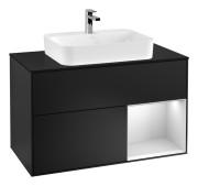 Тумба под раковину Villeroy & Boch Finion 100х50,1 см с подсветкой МДФ черный матовый лак/стекло черное матовое G372MTPD