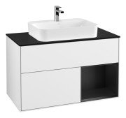 Тумба под раковину Villeroy & Boch Finion 100х50,1 см с подсветкой МДФ глянцевый белый лак/стекло черное матовое G372PDGF