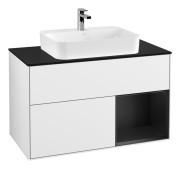 Тумба под раковину Villeroy & Boch Finion 100х50,1 см с подсветкой МДФ глянцевый белый лак/стекло черное матовое G372PDGF