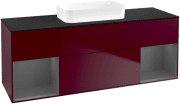 Тумба під раковину Villeroy & Boch Finion 160х50,1 см з підсвічуванням МДФ півонія матовий лак/скло чорне матове G742GKHB