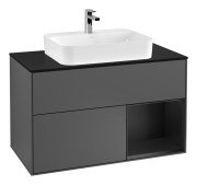 Тумба під раковину Villeroy & Boch Finion 100х50,1 см з підсвічуванням МДФ антрацит матовий лак/скло чорне матове G372PDGK