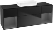 Тумба под раковину Villeroy & Boch Finion 160х50,1 см с подсветкой МДФ черный матовый лак/стекло черное матовое G742GKPD