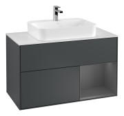 Тумба под раковину Villeroy & Boch Finion 100х50,1 см с подсветкой МДФ темно-синий матовый лак/стекло белое матовое G371GKHG