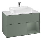 Тумба под раковину Villeroy & Boch Finion 100х50,1 см с подсветкой МДФ оливковый матовый лак/стекло белое матовое G371GMGM