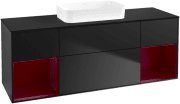 Тумба под раковину Villeroy & Boch Finion 160х50,1 см с подсветкой МДФ черный матовый лак/стекло черное матовое G742HBPD