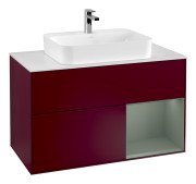 Тумба під раковину Villeroy & Boch Finion 100х50,1 см з підсвічуванням МДФ півонія матовий лак/скло біле матове G371GMHB