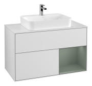 Тумба под раковину Villeroy & Boch Finion 100х50,1 см с подсветкой МДФ белый матовый лак/стекло белое матовое G371GMMT