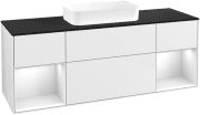 Тумба під раковину Villeroy & Boch Finion 160х50,1 см з підсвічуванням МДФ білий глянцевий лак/скло чорне матове G742GFGF