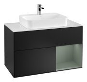 Тумба під раковину Villeroy & Boch Finion 100х50,1 см із підсвічуванням МДФ чорний матовий лак/скло біле матове G371GMPD